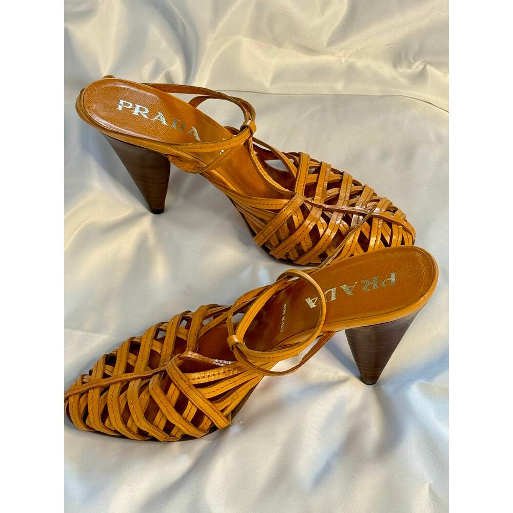 Prada Orange Strappy Heel - 37.5